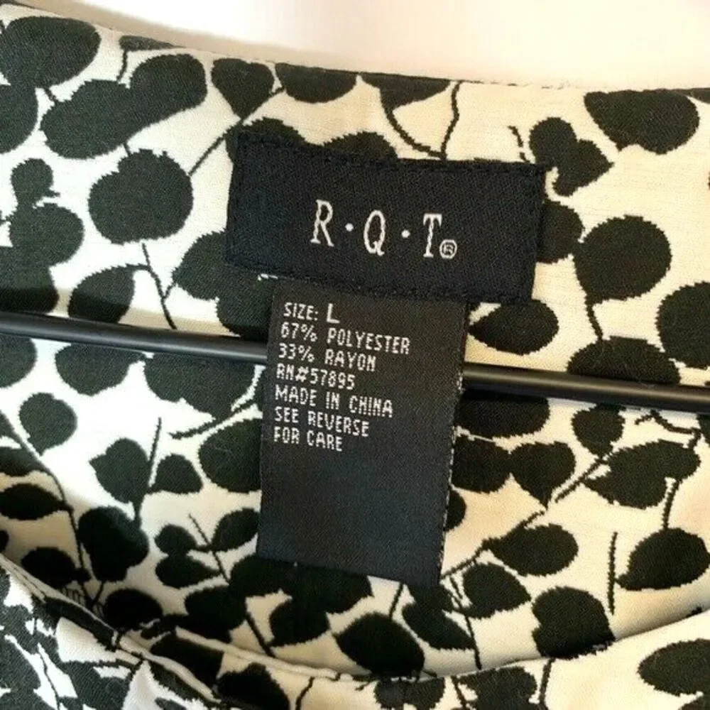 RQT Women’s Button Front Jacket Black White Polka Dot Abstract Artsy Chic L